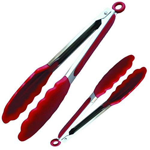 Huaminxiangyue 2 Pcs/set Multi-functional Silicone Bread Clamp Tongs Non-Stick Food Clip BBQ Kitchen Accessories Cooking Tool (9inch &12inch)