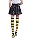 Women’s Extra Long Striped Socks Over Knee High Opaque Stockings (Black & Yellow)