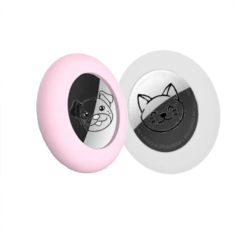Small Premium Silicone Pet Collar Case (2 Pack), for Apple GPS Tracking Air-tag, Anti-Loss Apple GPS Case Holder Compatible with Cat Dog Collars Charms & Collar Tag Backpack (Pink/White)