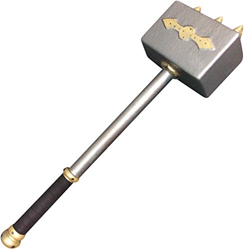 Star Power Adult LARP Heavy Duty Foam Battle Hammer, Silver Gold, 25"