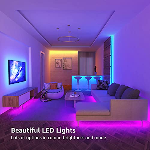 Lepro LED Strip Light 5M, RGB Colour Changing LED Lights with Remote, 150 Bright 5050 LEDs, Plug in Strip Lights for Bedroom Kitchen Kids Room Party Christmas