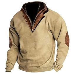 Mens Quarter Zip Pullover Vintage Fashion Long