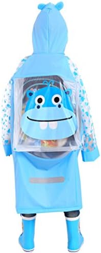 Aircee Kids Rain Coat for Kids Raincoat Girls Boys Reusable Rain Poncho Jacket Gear Schoolbag Position Packable Rainwear