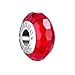 Boruo 925 Sterling Silver Czech Crystal Fascinating Facet Ruby Glass Charms Beads Spacers July Birthstone Solid Core Charm Fit all Bracelets.