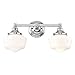 Schoolhouse Bathroom Light Chrome White Opal Glass 2 Light 17 Inch Length