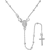 Sterling Silver Dainty 1.8 mm Beads Rosary Necklace for Women Handmade Italy