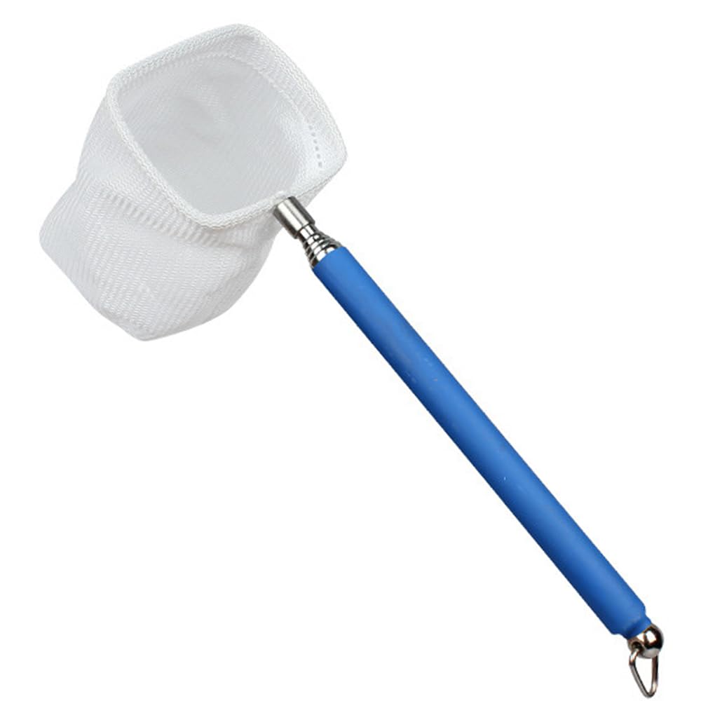 HUITINGJIANYYDS Fishing Net, Telescopic Long Handle, Blue, Nylon & Stainless Steel, 18-50cm, 0.1mm Mesh, Aquarium Fish & Shrimp Net