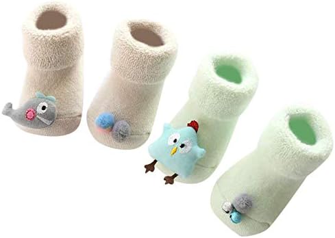 2 Pairs Baby Boy Girls Toddlers Moccasins Cute Animal Non-Skid Indoor Warm Slipper Shoes Baby Socks