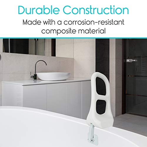 Vive Bathtub Rail - Heavy Duty Bathroom Tub Safety Rail for Elderly, Seniors, Handicap and Disabled - Clamp Railing Bath Support - Adjustable Shower Hand Grip - Handle Assist Grab Bar - Fits Most Tubs - Thumbnail 3