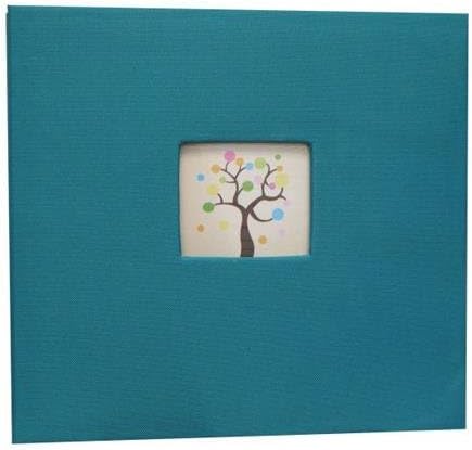 Kleer-Vu Fabric Scrapbook, PostBound with Window, Size: 12x12" with 10 Seamless, Top Loading Plastic Pages with Heavy White Paper Inserts, Color: Aqua.
