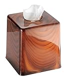 mDesign Facial Tissue Box Cover/Holder for Bathroom Vanity Countertops - Brown/Tortoise