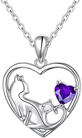 Cat Heart Necklace, Women’s, 925 Sterling Silver, Hypoallergenic, Pendant Accessory, Christmas Gift, Birthday