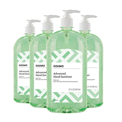 Amazon Brand Solimo Hand Sanitizer with Vitamin E and Aloe, 32 Fl Oz