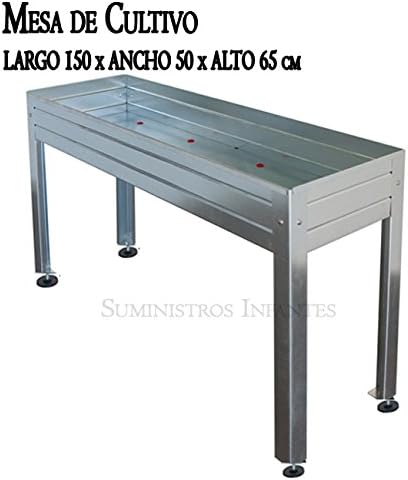 MESA DE CULTIVO Acero Galvanizado. Medidas: Largo 150cm x Ancho ...