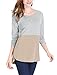 Allegra K Women's Color Block Tops Crew Neck Casual Basic Cotton Long Sleeve T-Shirt Grey M US 10