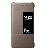 Huawei Ascend P9 Case, Premium Leather Cover with View Window Protective Smartphone Flip Cover Folio Case (Ultra Thin Slim)(Perfect Fit) by Grand Eletronics(Brown)