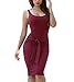 Cfanny Women's Tie Front Bodycon Midi Party Casual Knitwear Dress,Red,Small