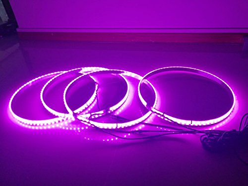 (Set 4) LED Wheel Ring Lights Rim Lights Brightest RGB Multiple Colors Blue-Tooth App Controller