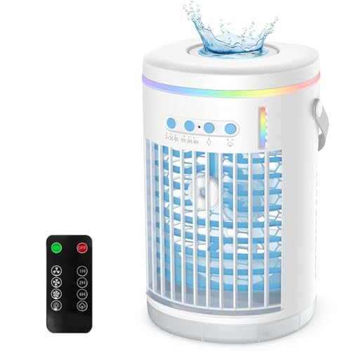 Portable Air Conditioners, 1400ML Mini Air Conditioner Evaporative Personal Cooler Humidifier with Remote, 3 Speeds Mini AC Desktop Cooling Fan for Home Office Bedroom