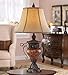 Traditional Table Lamp Bronze Crackle Urn Faux Silk Bell Shade for Living Room Family Bedroom Bedside Nightstand - Regency Hill