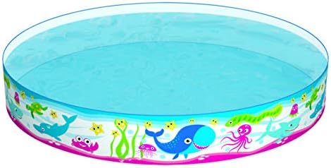 SourceDIY 60" X 10" Fill N Fun Paddling Swimming Pool With Rigid Walls For Kids Hard Rubber Round Infant Undersea Decoration Toddlers Tub Multi-Colour Ideal For Girls and Boys