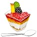DLux 50 x 2 oz Mini Dessert Cups with Spoons, Asymmetrical - Clear Plastic Parfait Appetizer Cup - Small Reusable Serving Bowl for Tasting Party Desserts Appetizers - With Recipe Ebook