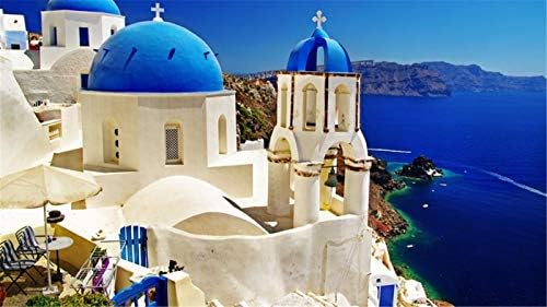 ClassicJP 1000 Piece Jigsaws Puzzles Stunning Santorini View Sea, Blue Sky, Mountains, Landscape For Adult