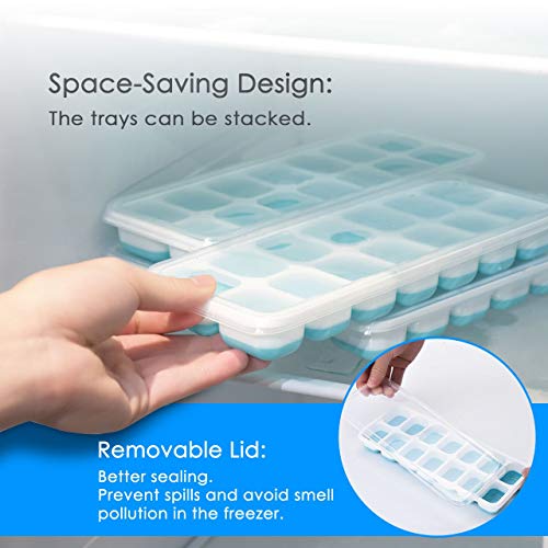 MERRYBOX Stackable Ice Cube Trays with Lids 3 Pack and Storage Bin, a Portable Ice maker and Container Set for Freezer, Home or Outdoor,Parties,Bars.BPA Free.