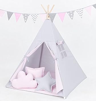 Solenzo Tipi Rose Et Gris Pour Chambre D Enfant Garcon Ou Fille Amazon Fr Jeux Et Jouets