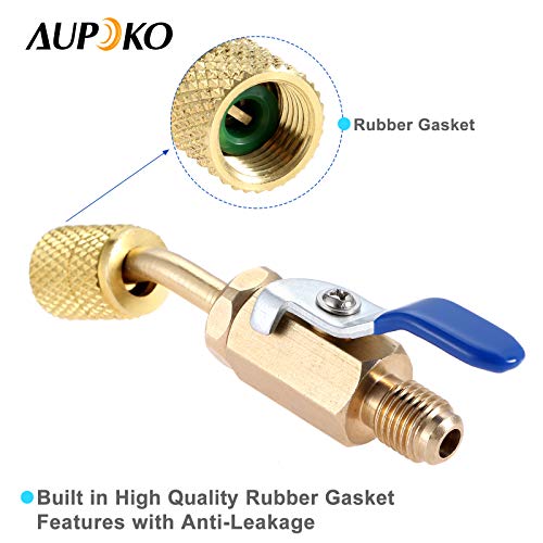 Aupoko R410A Angled Compact Ball Valve 5/16’’ SAE Female to 1/4’’ SAE
