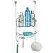 mDesign Modern Metal Wire Over The Bathroom Shower Door Caddy, Hanging Storage Organizer Center with Built-in Hooks and Baskets for Stall/Tub, Holds Shampoo, Body Wash, Loofahs, Razors - Chrome/White primary