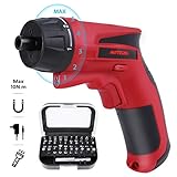 Cordless Electric Screwdriver, Meterk 10 N.m Rechargeable Power Screwdriver with 6-Torque Settings, LED Light, 7.2V 1500mAh Lithium Battery, 31 Screw Bits