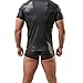 YiZYiF Men's Leather Like Underwear Short Sleeve T-Shirt Undershirt Lingerie Top Large