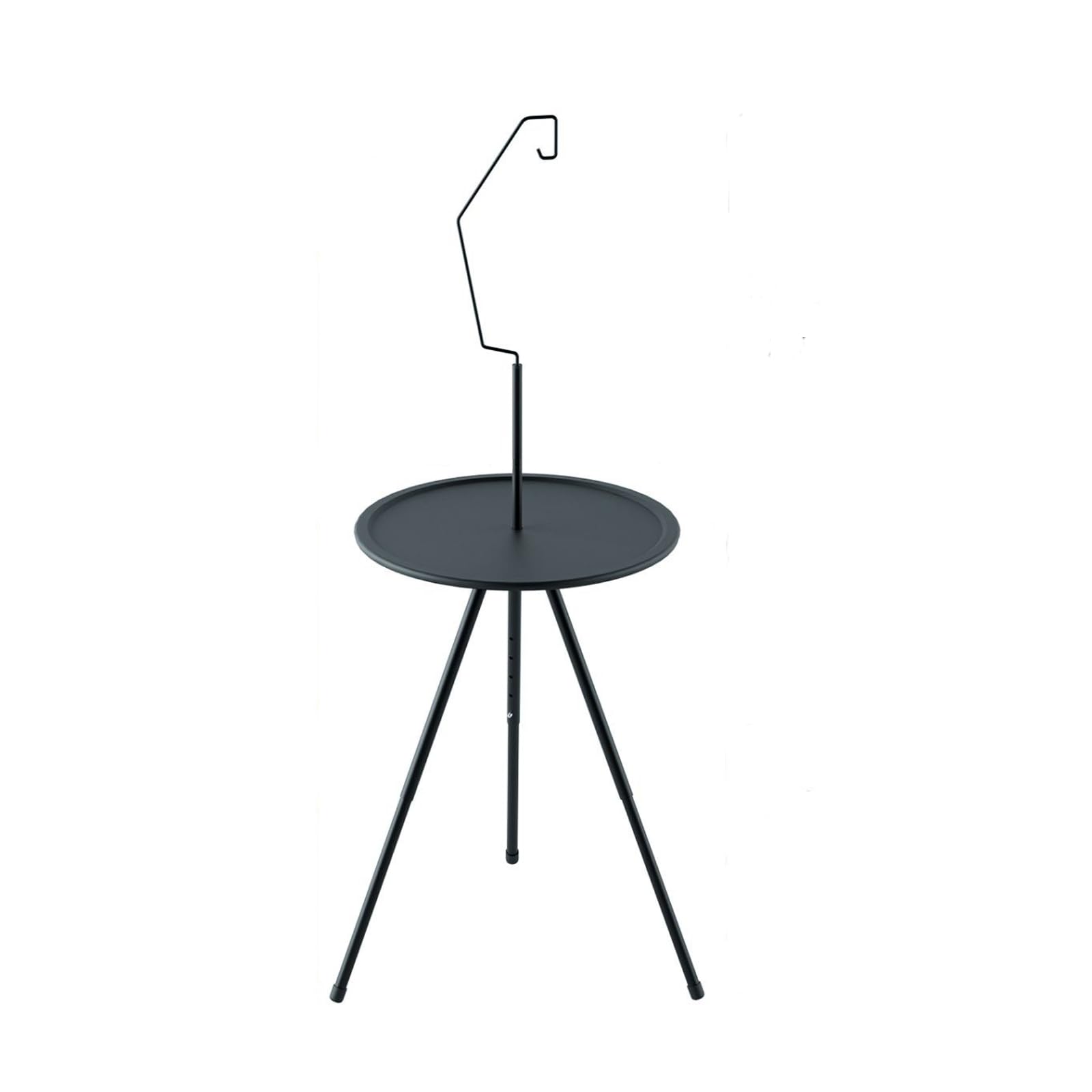 Photo 1 of Portable Outdoor Side Table with Lantern Hook, 15 Inch Round, Height Adjustable 13-21 Inches, Black,Portable Outdoor Table, Adjustable Height, Detachable Legs, Lightweight Side Table, Camping/Beach