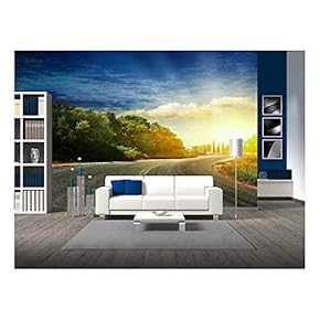 The Road in The Mountains to The Sea - Removable Wall Mural | Self-Adhesive Large Wallpaper - 66x96 inches