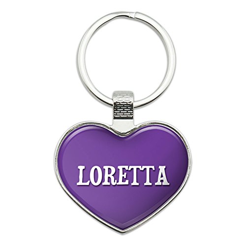 Graphics and More Metal Keychain Key Chain Ring Purple I Love Heart Names Female L Lona - Loretta