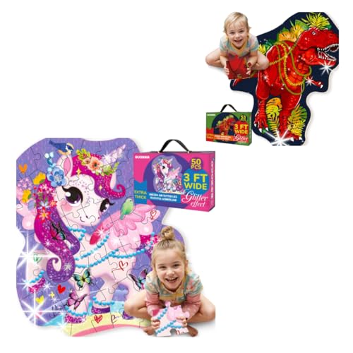 QUOKKA Set of 2 Giant Shaped Puzzles for Kids - Unicorn - Dino