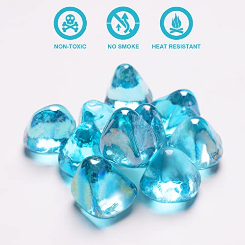 X Home 10 LB Fire Glass Diamonds, 1 Inch Fire Pit Glass for Fire Pit
