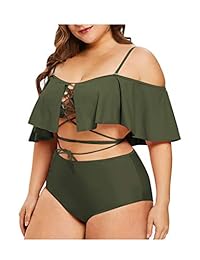 Sovoyontee Traje de baño de dos piezas con cintura alta para dama