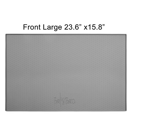 BarksBar Original Silicone Pet Feeding Mat For Dogs & Pets - Easy to Clean Flexible FDA Grade Silicone, Waterproof, Non-Slip Dog Bowl Place Mat (Large, Gray)