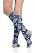 VIM&VIGR Women's 15-20 mmHg Compression Socks: Queen's Floral - Blue & Charcoal (Cotton) (Large)
