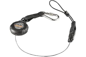 Retractable Lanyard with Carabiner Mount and Loop Attachment End, Tool Weight Capacity 2 lbs, Ergodyne Squids 3001 Black