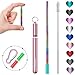 Sunnywoo Collapsible Reusable Straws,Portable Stainless Steel Metal Drinking Foldable Straw with Rose Gold Travel Case & Cleaning Brush & Keychain & Silicon Tips for Adults and Kids (Rainbow Straw)