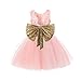 IIYoYo Sleeveless Baby Girls Kids Sequins Big Bowknot Flower Princess Floral Tutu Dresses for Party Wedding (Pink, 18-24M)