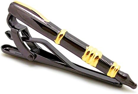 Badman Foutain Pen Tie Clip Set Mens French Shirt Suit Tie Clip (Black and Gold)