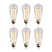 6-Pack Edison Light Bulbs 60 Watt, Vintage Incandescent Edison Bulb Set, 2700K Amber Warm Light - 380 Lumens - E26 Base - Clear Glass - Dimmable Antique Exposed Filament - ST64 Decorative Lightbulbs