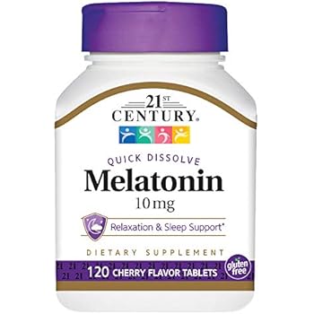 21st Century Melatonin Quick Dissolve Tablets, Cherry, 10 mg, 120 Count