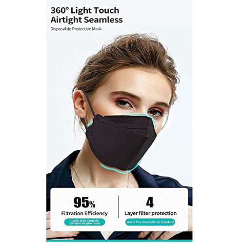 hekarim 50 PCS KF94 Face_KF94_Mask, 4Ply Filtеr KF94 Màsk BEF>94 FDẴ Certified ( (Black 50 pcs
