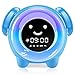 KNGUVTH Kids Alarm Clock, Updated Version Sleep Training Kids Clock with 7 Changing Colors Teach Girls Boys Time to Wake up, 6 Alarm Rings, NAP Timer, Rechargeable Battery USB Charging Clock (Blue)