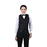 Women's Black Full Back Tuxedo Vest with Black Lapel